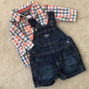 OshKosh B’gosh Overalls and Shirt Set Sz 6m